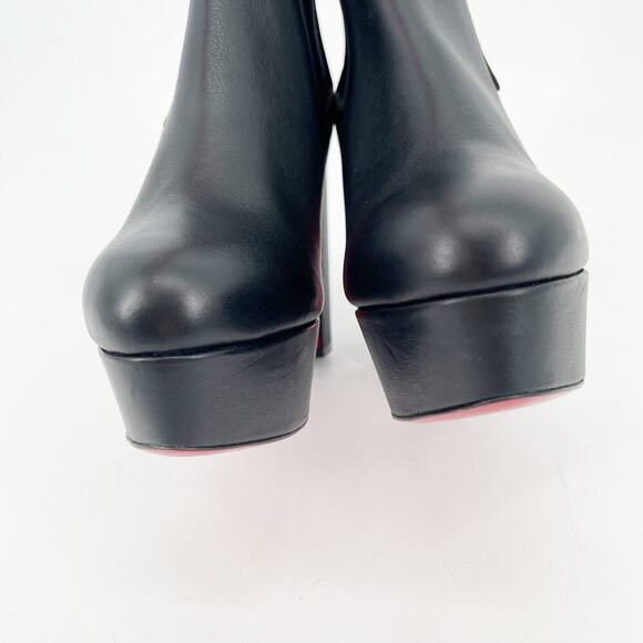 Christian Louboutin Black Movidastic 130 Leather Platform Chelsea Boot EU 39.5 - Picture 7 of 13
